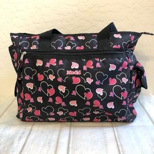 Mudd Womens Bag Heart Pattern Pockets Storage